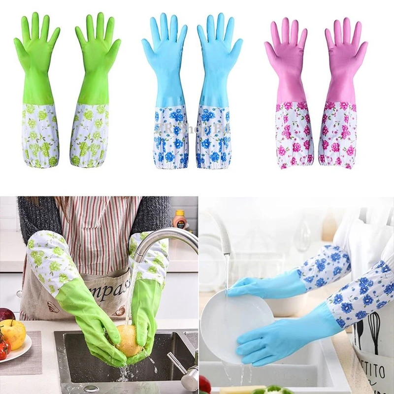 1756283798536_35-Gloves Hand Gloves for Kitchen and Household Use Waterproof, Long Elbow Length Multicolour-Reusable Free Size 1 pair - Image 1